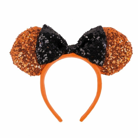 TIARA MINNIE PAETE LARANJA 30CM - Pré venda
