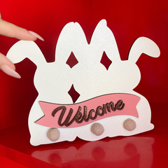 Placa de MDF trio de coelhos - 20x15cm - comprar online