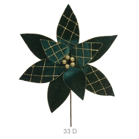 Flor verde c/ fluorado aveludado - 34cm