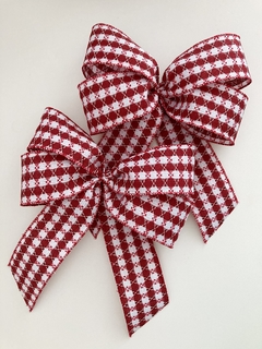 Kit laço fita xadrez vermelho e branco - 6 laços duplos - comprar online