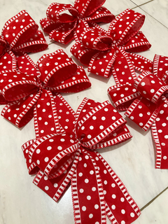 Kit laço vermelho poá - 8 unds - Guirlandas e Decor