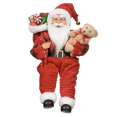 Papai Noel sentado c/ saco de presentes - 45cm