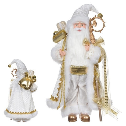 PAPAI NOEL BRANCO/DOURADO - 45cm