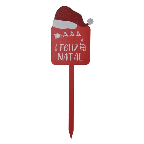 Placa madeira Feliz Natal - 50x15cm