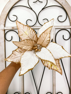 FLOR BRANCO/DOURADO - 54cm