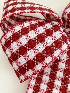 Kit laço fita xadrez vermelho e branco - 6 laços duplos na internet