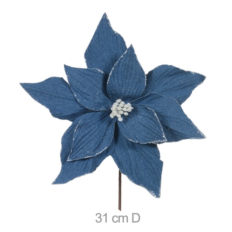 Flor azul veludo - 30cm