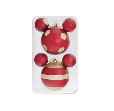 BOLAS DISNEY VERMELHO/OURO - 10cm JG C/ 2 PC - comprar online