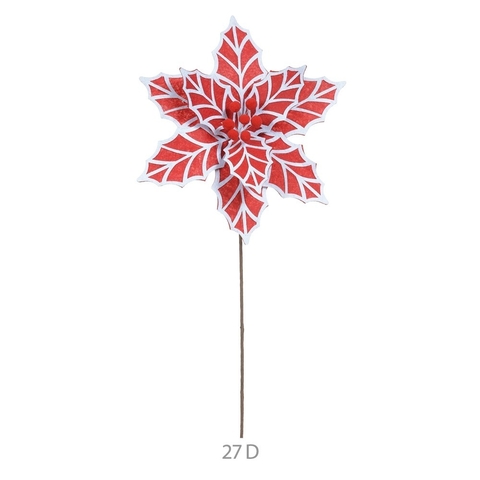 Flor vermelho e branco - 27cm
