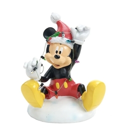 Mickey Sentado Com Pisca Pisca Colorido - 11x13x15cm
