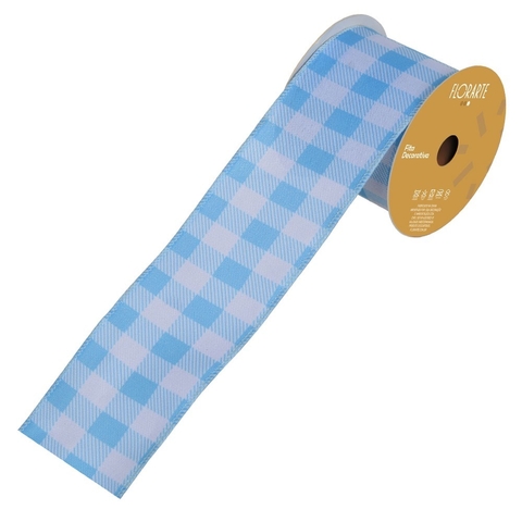 Fita Páscoa azul xadrez - 6,3x9,14cm