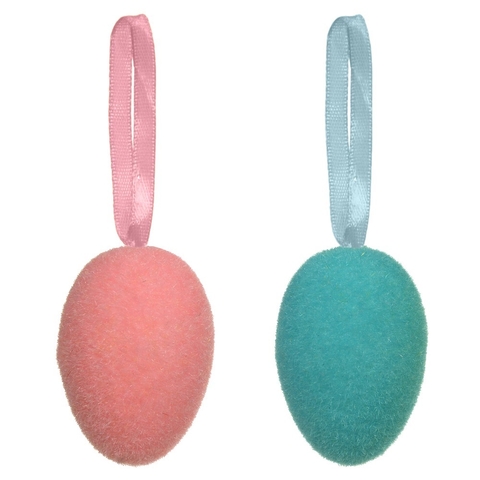 Jogo de ovos de Páscoa azul e rosa - 10x8cm