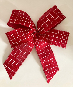 Kit laço fita vermelho/branco - 24 duplos + ponteira