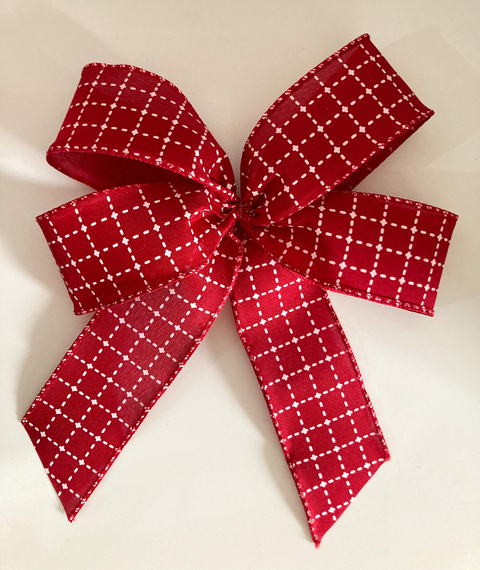 Kit laço fita vermelho/branco - 24 duplos + ponteira
