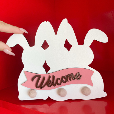 Placa de MDF trio de coelhos - 20x15cm