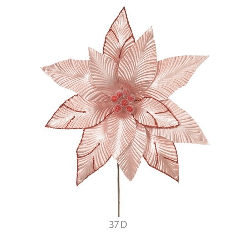 Flor Rosa claro aveludado c/ glitter - 35cm