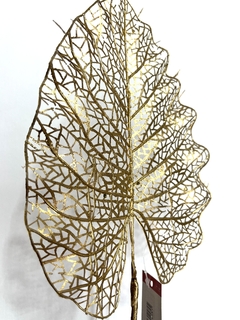 Galho folha dourado com glitter - 52cm - Guirlandas e Decor