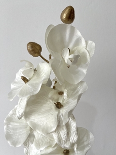 Galho orquídea branca cintilante - 40cm - Guirlandas e Decor