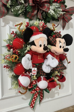 Guirlanda de Natal Disney c/ casal xadrez e luzes - 60cm na internet