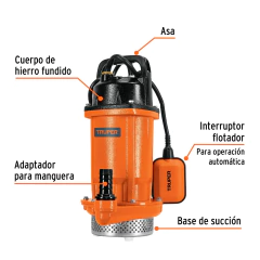 Bomba sumergible de hierro fundido para agua limpia 1 HP CÓDIGO: 100171 CLAVE: BOS-1LH - comprar en línea