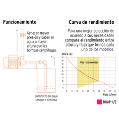 BOMBA ELÉCTRICA PERIFÉRICA PARA AGUA 1/2 HP, TRUPER EXPERT CÓDIGO: 10068 CLAVE: BOAP-1/2 - ROALHERRAMIENTAS