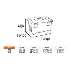 CAJA PLÁSTICA 22" C/COMPARTIMENTOS, BROCHE METÁLICO CODIGO 11812 - comprar en línea