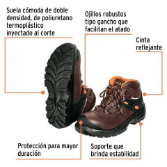 Bota de seguridad café, #29 dieléctrica antifatiga, Truper. Codigo 15475 Clave ZC-429C-29 - comprar en línea