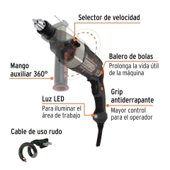 Rotomartillo 1/2" 1200 W, industrial, Truper. CÓDIGO: 16666 CLAVE: ROTO-1/2NX2 - comprar en línea