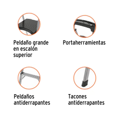 Escalera tubular plegable, 4 peldaños, aluminio, Truper. Codigo 16765 Clave ESTU-4A-4 en internet