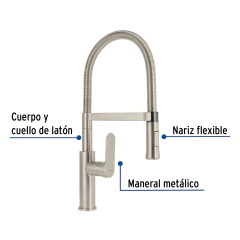 Monomando satín nariz flexible para fregadero, Foset. CÓDIGO: 45184 CLAVE: RIM-84N - comprar en línea