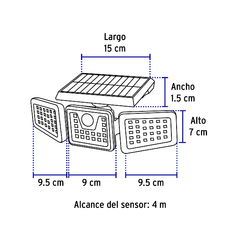 Luminario Solar LED 7 W con sensor de movimiento, Volteck Código: 49782 Clave: ARB-801L en internet