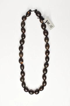 Collar de maderas de coco ovaladas marrón