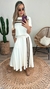 Conjunto Cropped e Saia Evasê Super Premium Off White na internet