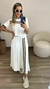 Conjunto Cropped e Saia Evasê Super Premium Off White - www.byflordemaria.com.br