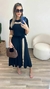 Conjunto Cropped e Saia Evasê Super Premium Preto