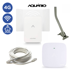 Combo Routers Aquario Ampli4g externo Cpe-4000 Con Mástil Y Cable Red 20 M + Rompemuros Wex-350
