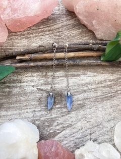 Brinco pêndulo Cianita azul - Dayia
