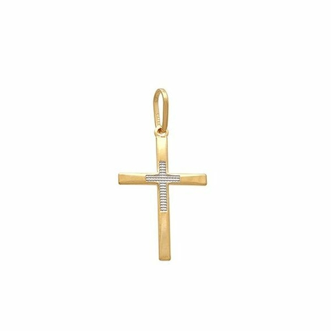 Pingente Cruz Lisa C/ Meio Cruz Reticulada