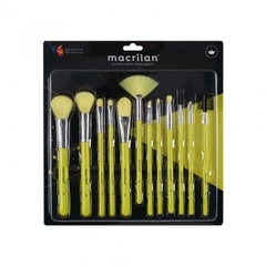 KIT COM 12 PINCÉIS PARA MAQUIAGEM EN001 AMARELO NEON - MACRILAN