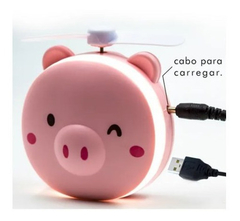 Mini Espelho Ventilador Porquinho Maquiagem Com Led Portátil na internet