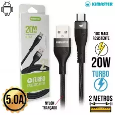 Cabo V8 2m Turbo 20W CB762V Kimaster - Preto