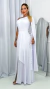 Vestido Longo Com Recortes Branco Alça Única Manga Solta E Fenda Mavi - comprar online