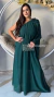 Vestido Verde Flor Fluido Manga Nula Solta Com Cinto Removível - loja online