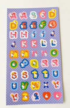 Cartela de adesivos - Alfabeto Hello Kitty