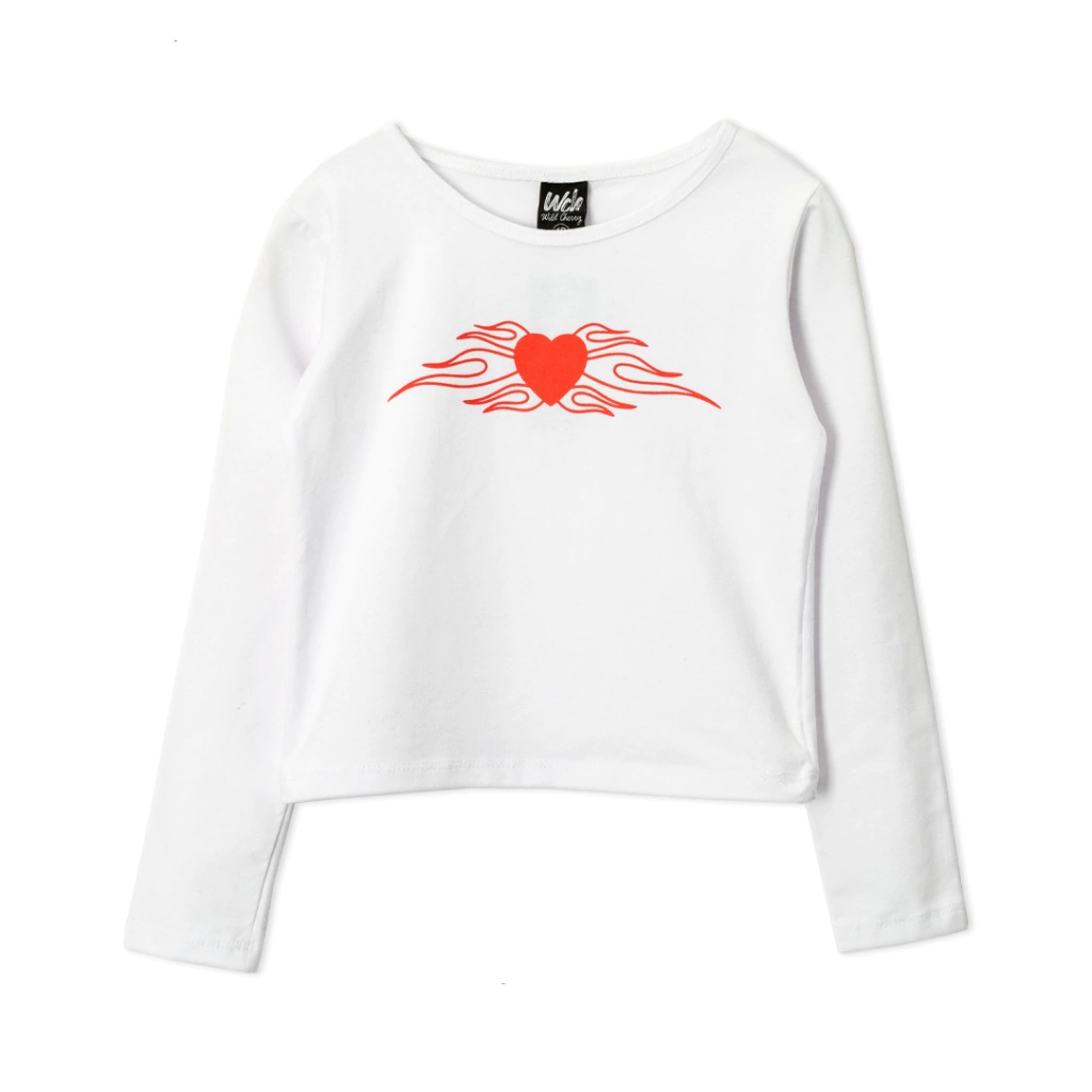 Remera Nena Manga Larga Estampa Corazon Algodón T 8 A 16