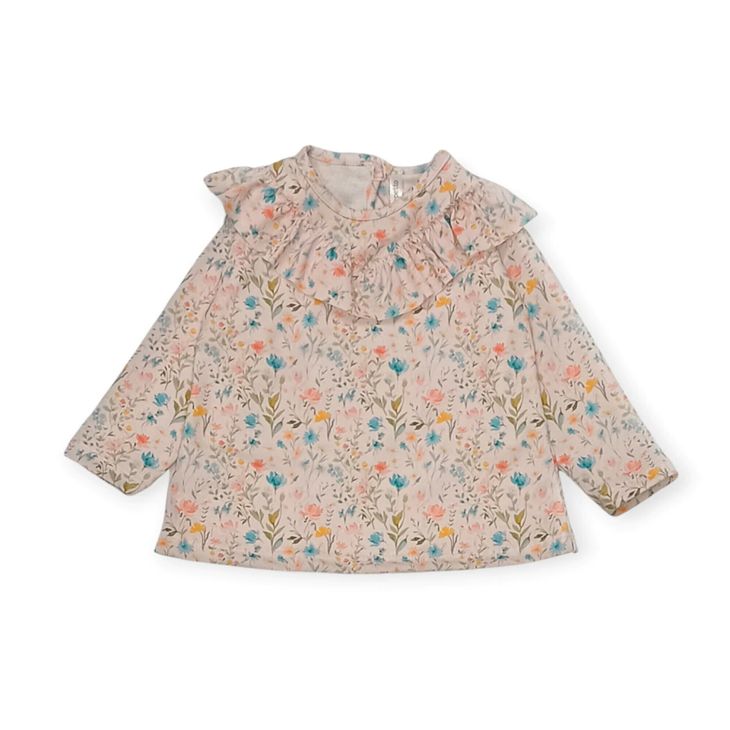 Remera Beba Nena Estampada Con Volados Gepetto T 12 A 48 M