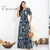 Vestido Longo Lais . Flores Verdes