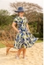 Vestido Nataly . Cor verde com Azul