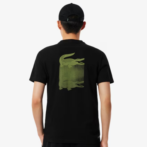 Camiseta Lacoste Sport 2025 Croco nas Costas - Preto TH4780
