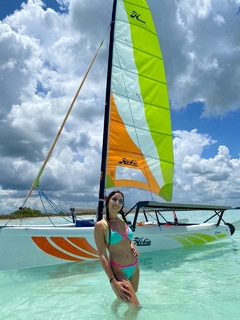 Bikini Kimbi coral con amarillo - tienda online